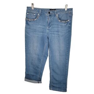 Earl Jeans bling cross pocket capri cropped denim size 10